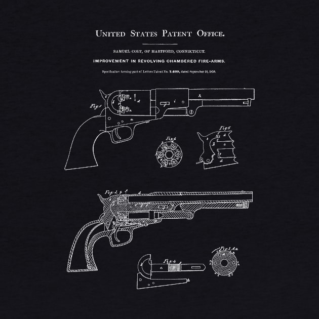 Colt Revolver 1850 Patent Blueprint by Rebus28